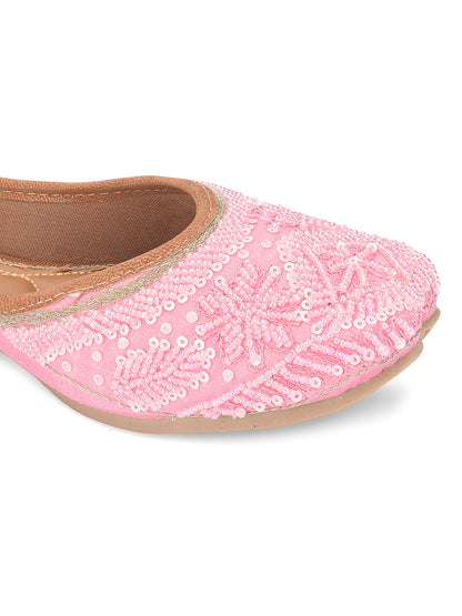 Desi Colour Women Indian Ethnic Footwear-Baby Pink Pearl
