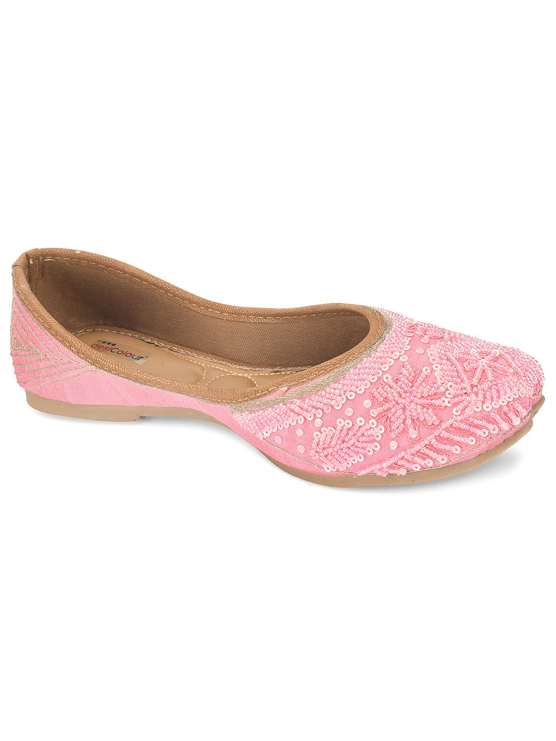Desi Colour Women Indian Ethnic Footwear-Baby Pink Pearl