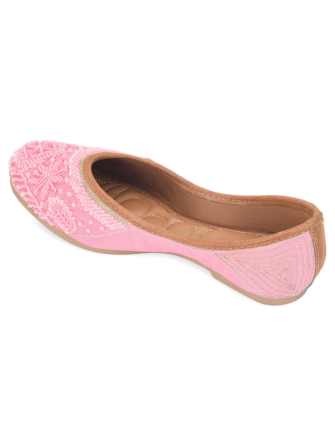Desi Colour Women Indian Ethnic Footwear-Baby Pink Pearl