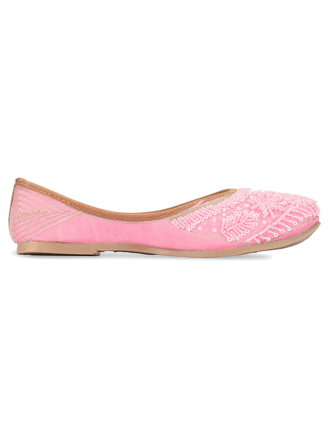 Desi Colour Women Indian Ethnic Footwear-Baby Pink Pearl