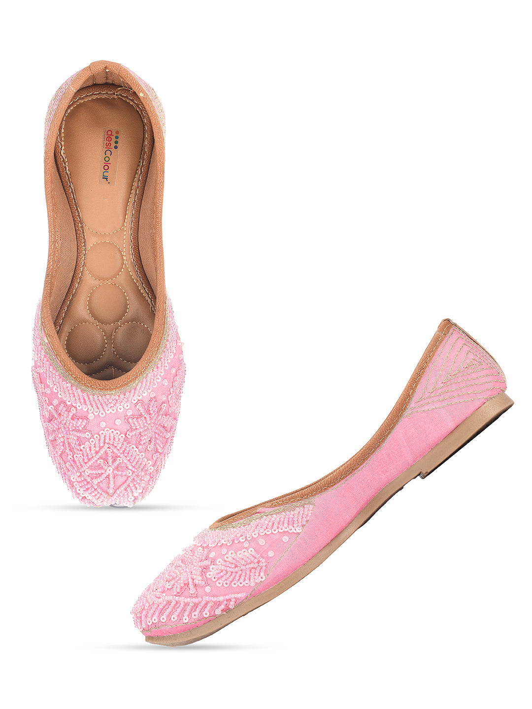 Desi Colour Women Indian Ethnic Footwear-Baby Pink Pearl