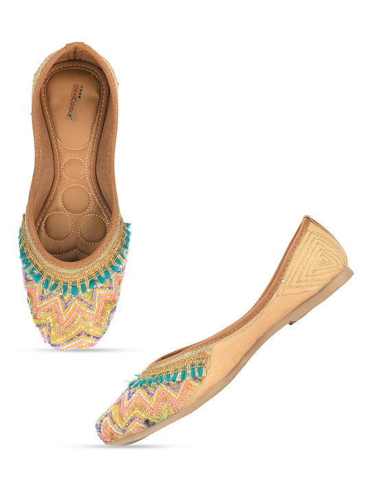 Desi Colour Women Indian Ethnic Footwear-Multi Zigzag