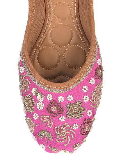 Desi Colour Women Indian Ethnic Footwear-Party Wear Pink Dabka Work