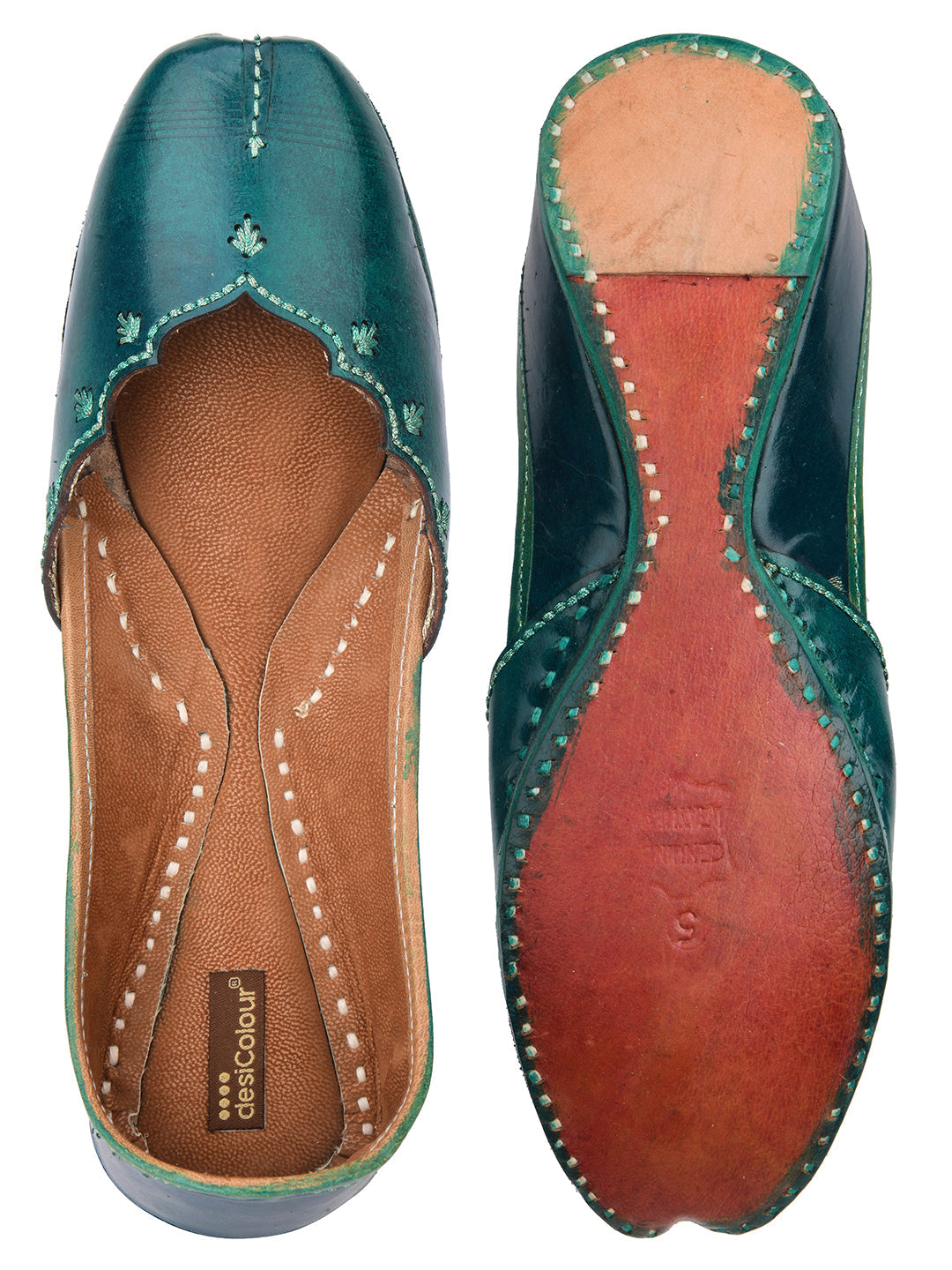 Desi Colour Women Indian Ethnic Footwear-Green Elegance