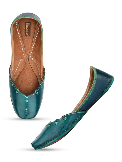 Desi Colour Women Indian Ethnic Footwear-Green Elegance