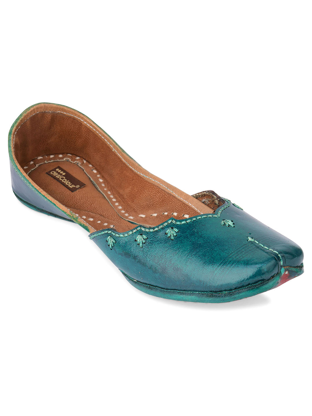 Desi Colour Women Indian Ethnic Footwear-Green Elegance