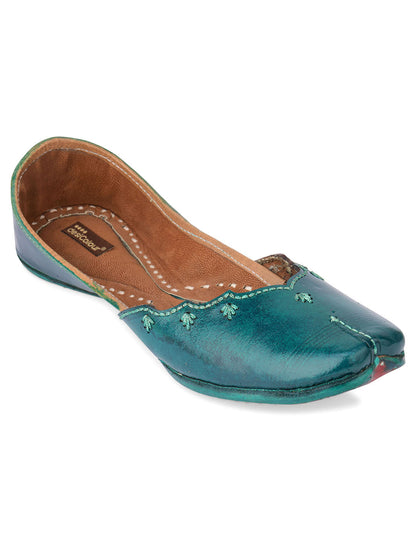 Desi Colour Women Indian Ethnic Footwear-Green Elegance
