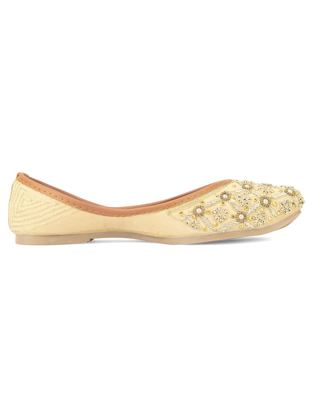 Desi Colour Women Indian Ethnic Footwear-Gold Dabka work