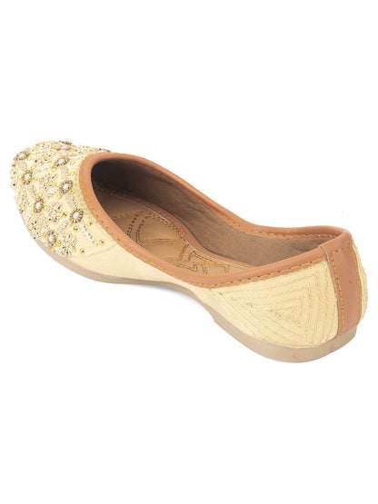 Desi Colour Women Indian Ethnic Footwear-Gold Dabka work