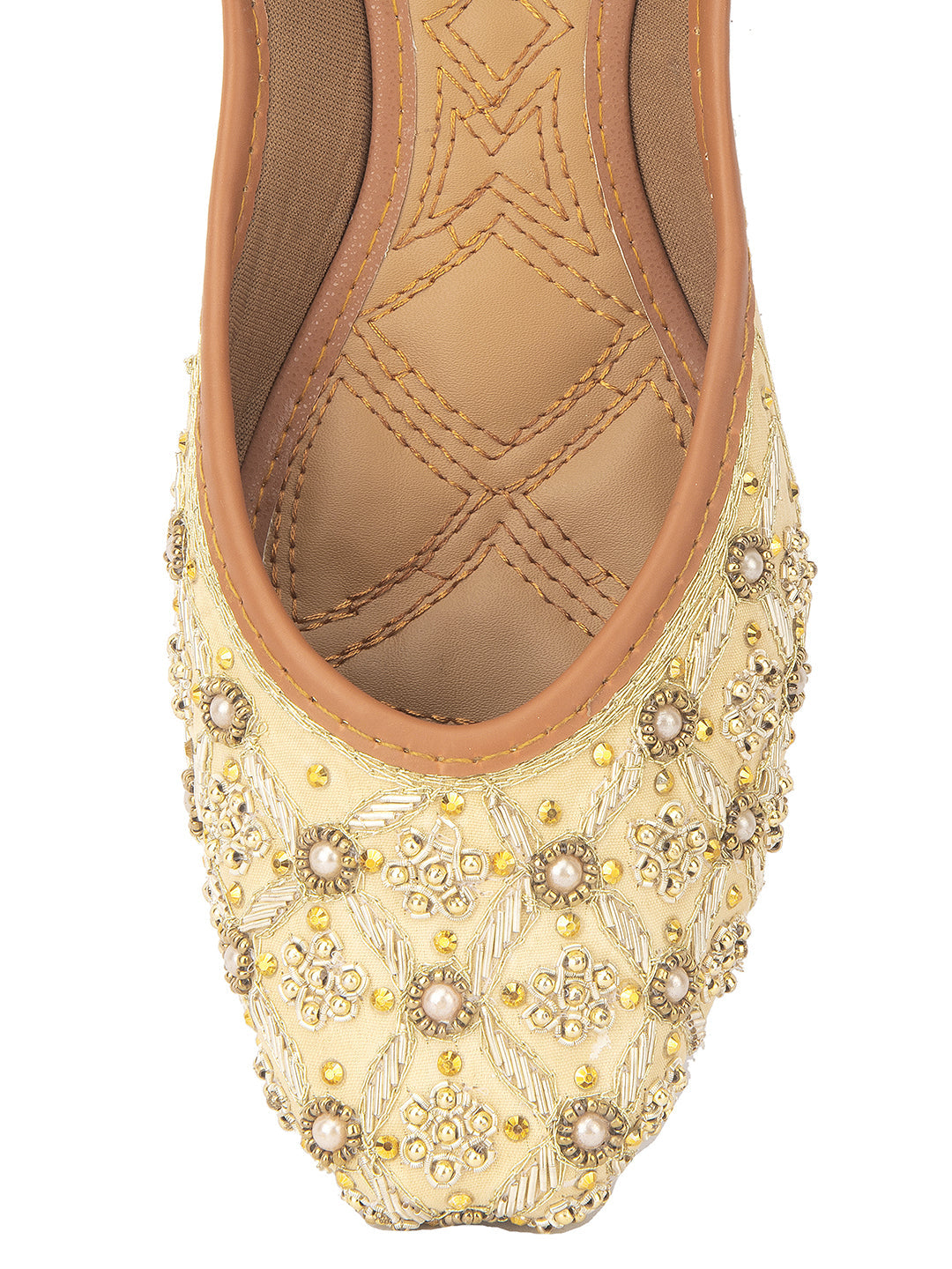 Desi Colour Women Indian Ethnic Footwear-Gold Dabka work