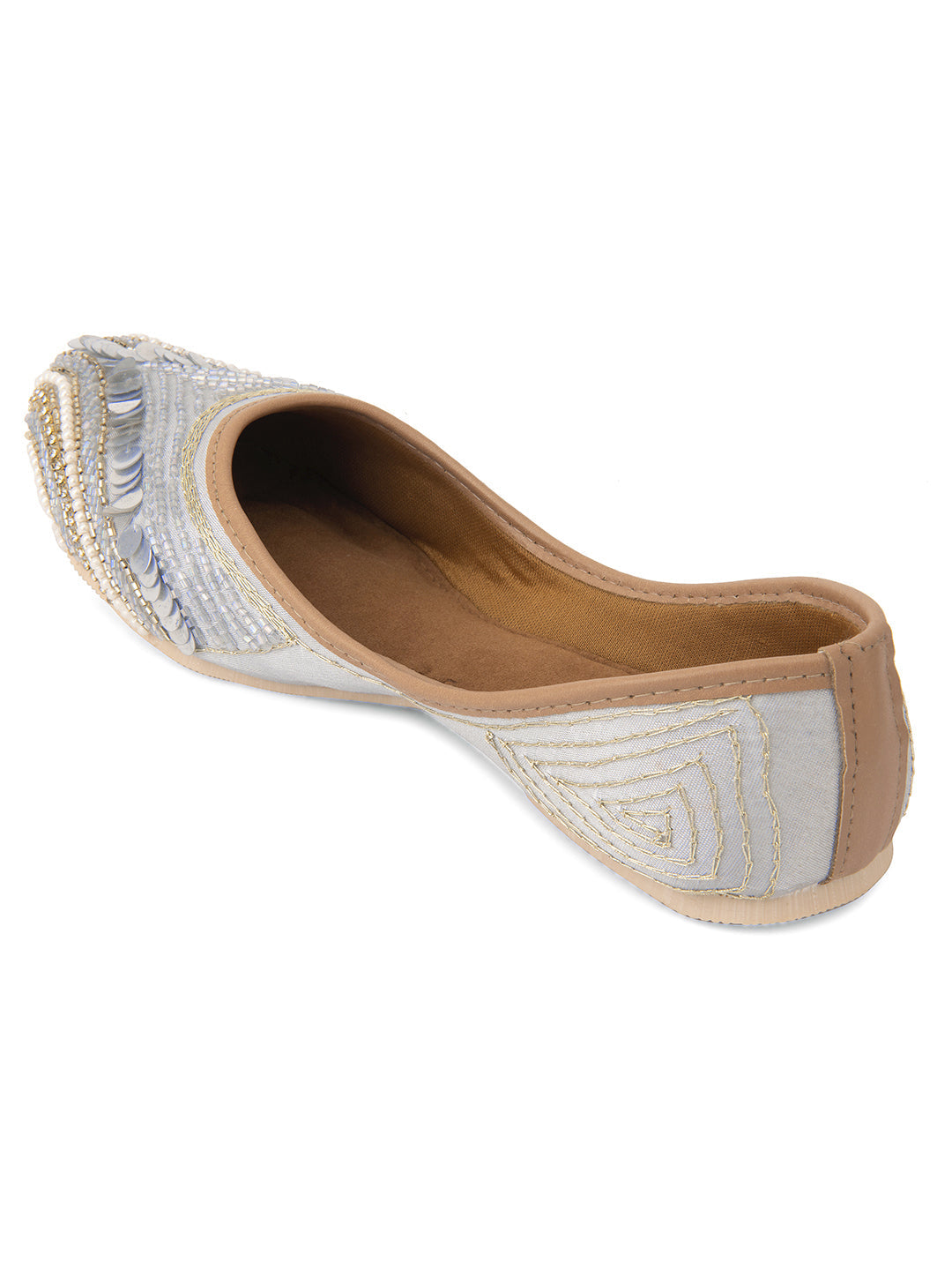 Desi Colour Women Indian Ethnic Footwear-Grey V Pearl