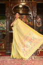 Very Much Indian Authentic Handloom Pure Cotton Paithani with Handcrafted Asawali Pallu - Lime Yellow