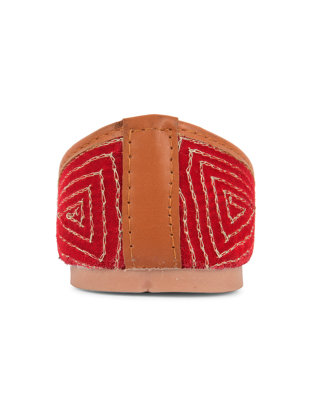 Desi Colour Women Indian Ethnic Footwear-Red Velvet Stone