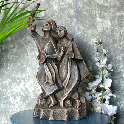 Sowpeace Premium Large Terracotta Minstrel Couple Tabletop Decor