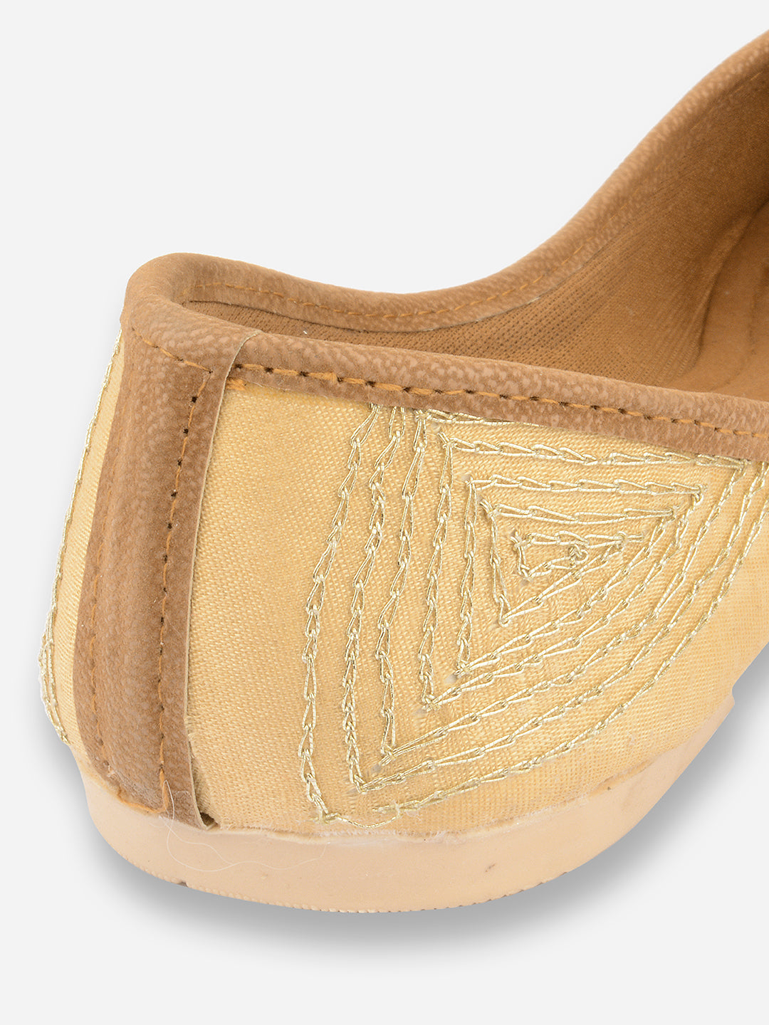 Desi Colour Women Indian Ethnic Footwear-Gold Round Emb