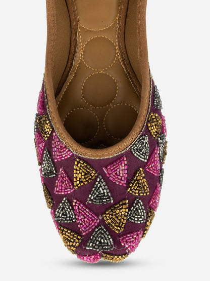Desi Colour Women Indian Ethnic Footwear-Purple Bricks