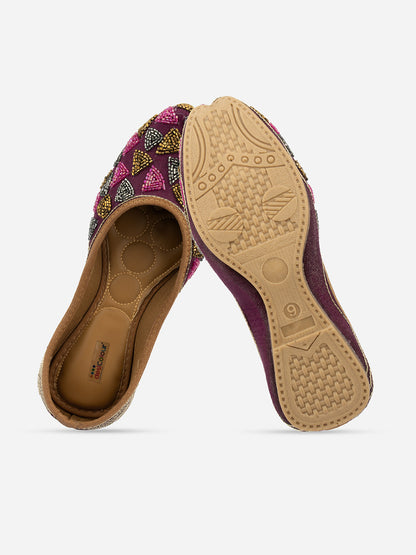 Desi Colour Women Indian Ethnic Footwear-Purple Bricks