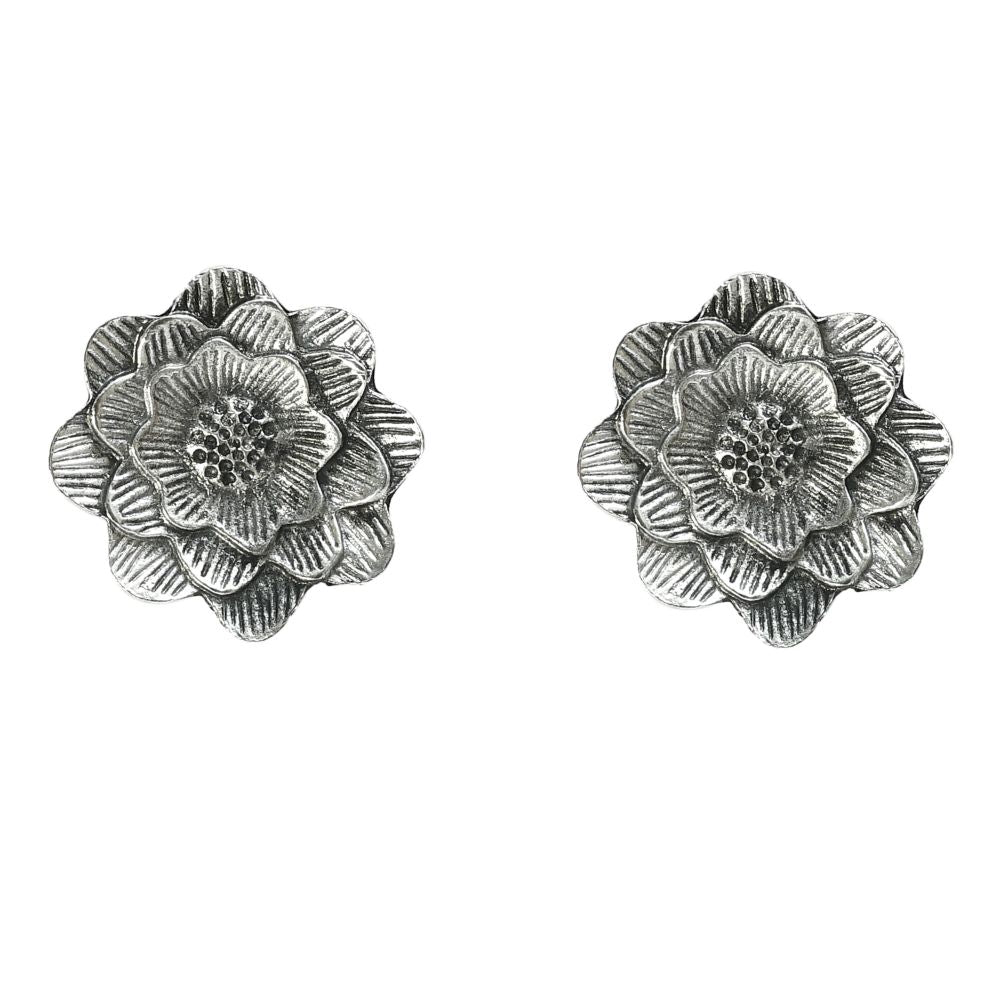 Mominos Fashion Johar Kamal Silver-Plated Brass Finish Rose Design Choker For Women (Silver)
