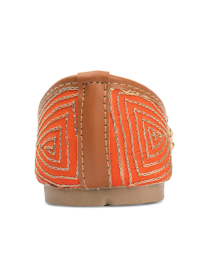 Desi Colour Women Indian Ethnic Footwear-Orange Dabka