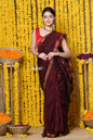 Very Much Indian Rajsi - Designed by VMI! High Quality Mul Cotton Handloom Woven Saree With Sleek Border in Maroon