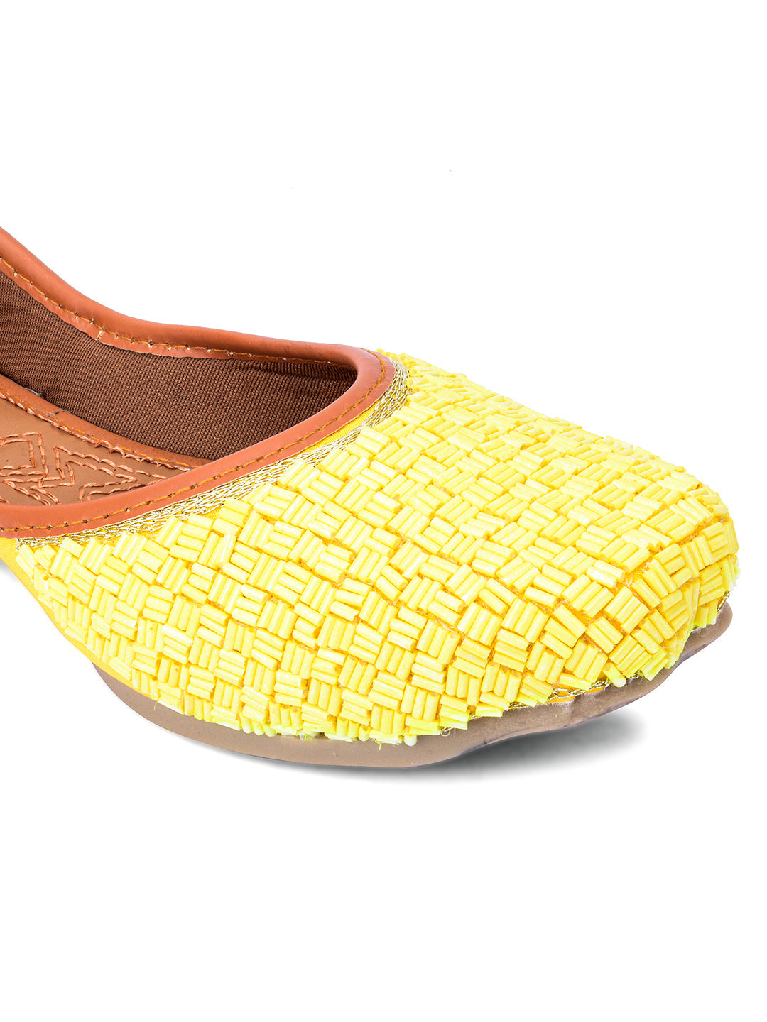 Desi Colour Women Indian Ethnic Footwear-Yellow Pipe