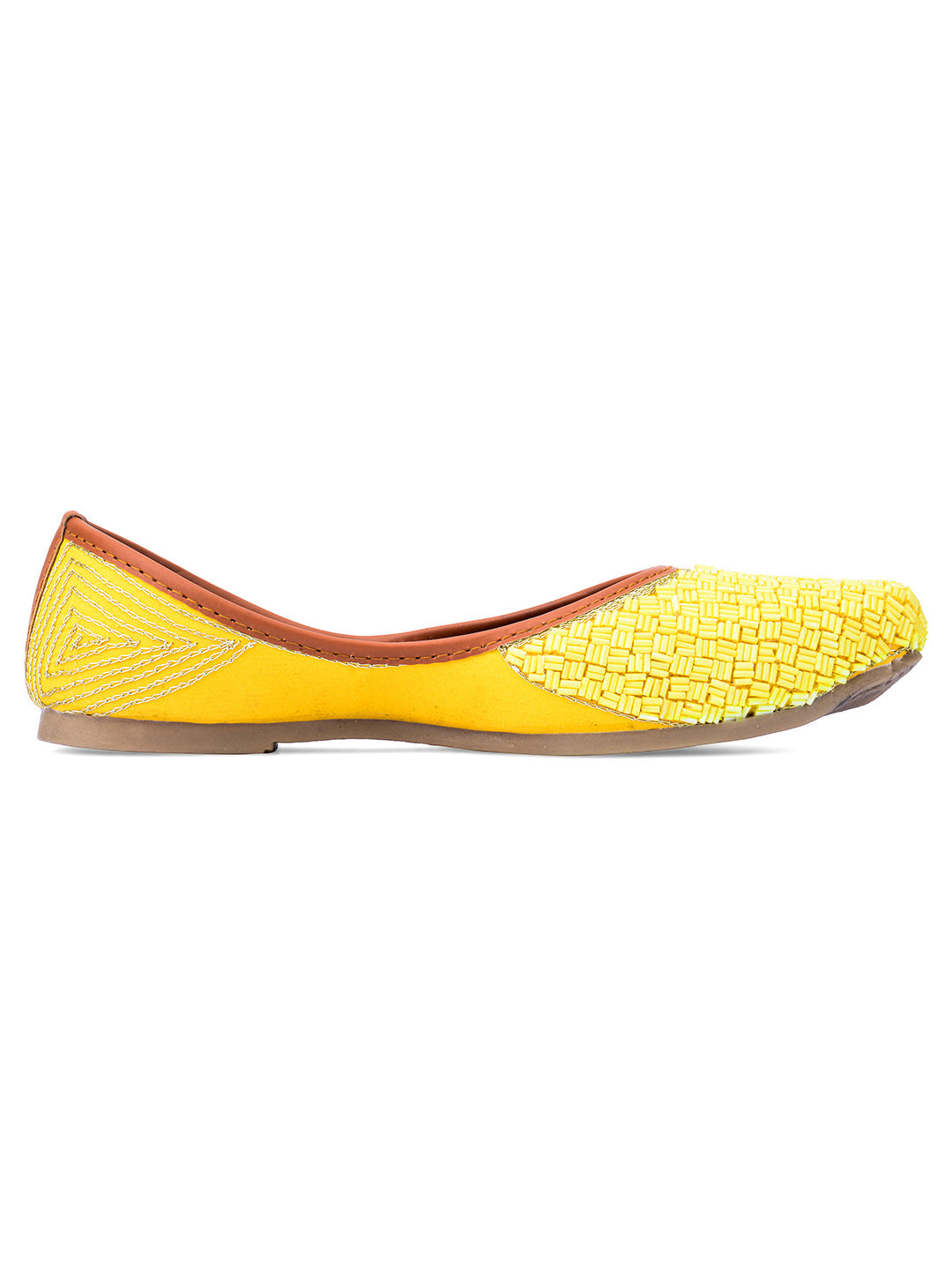 Desi Colour Women Indian Ethnic Footwear-Yellow Pipe