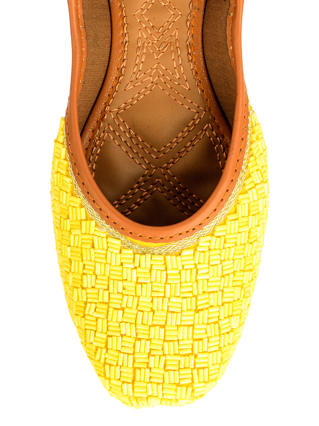 Desi Colour Women Indian Ethnic Footwear-Yellow Pipe
