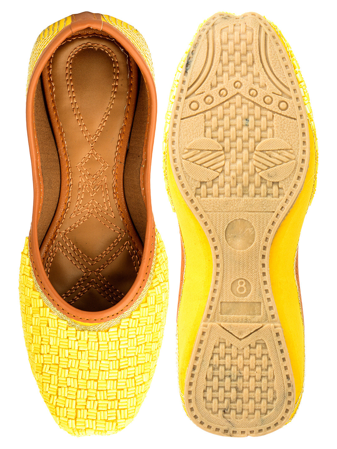 Desi Colour Women Indian Ethnic Footwear-Yellow Pipe