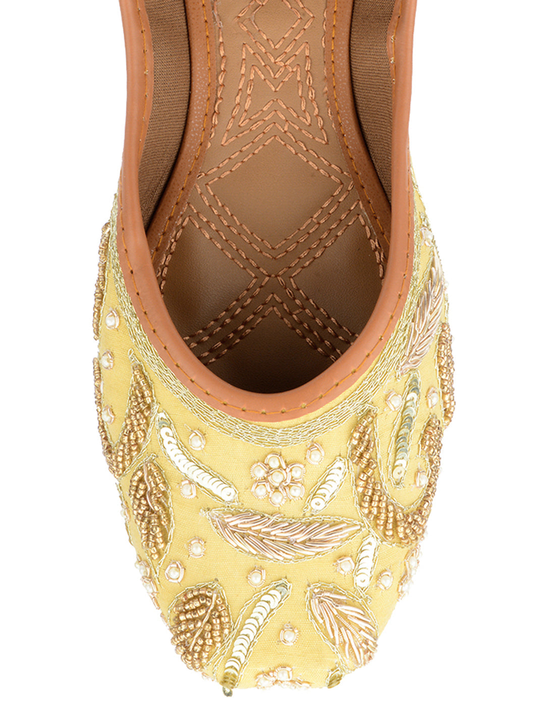 Desi Colour Women Indian Ethnic Footwear-Gold Dabka-2