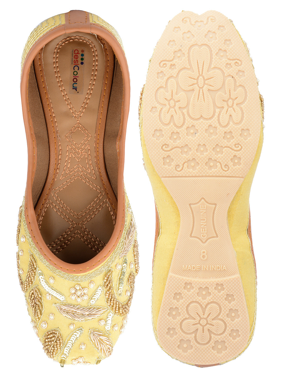 Desi Colour Women Indian Ethnic Footwear-Gold Dabka-2