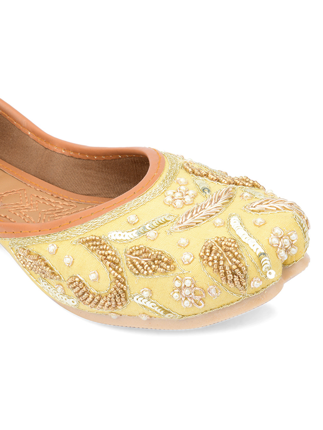 Desi Colour Women Indian Ethnic Footwear-Gold Dabka-2