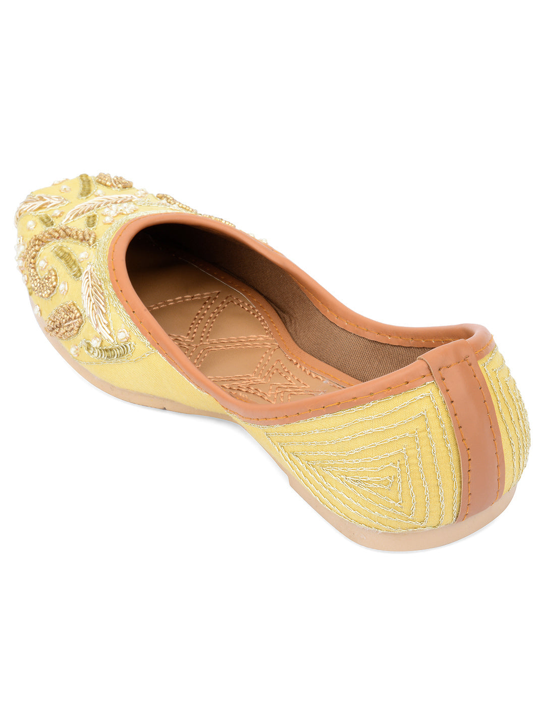 Desi Colour Women Indian Ethnic Footwear-Gold Dabka-2