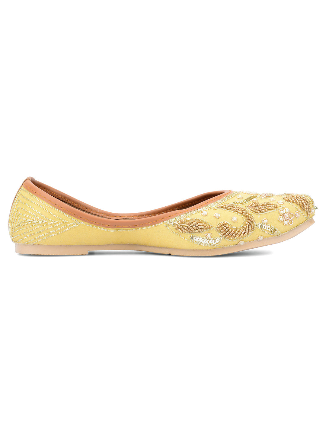 Desi Colour Women Indian Ethnic Footwear-Gold Dabka-2