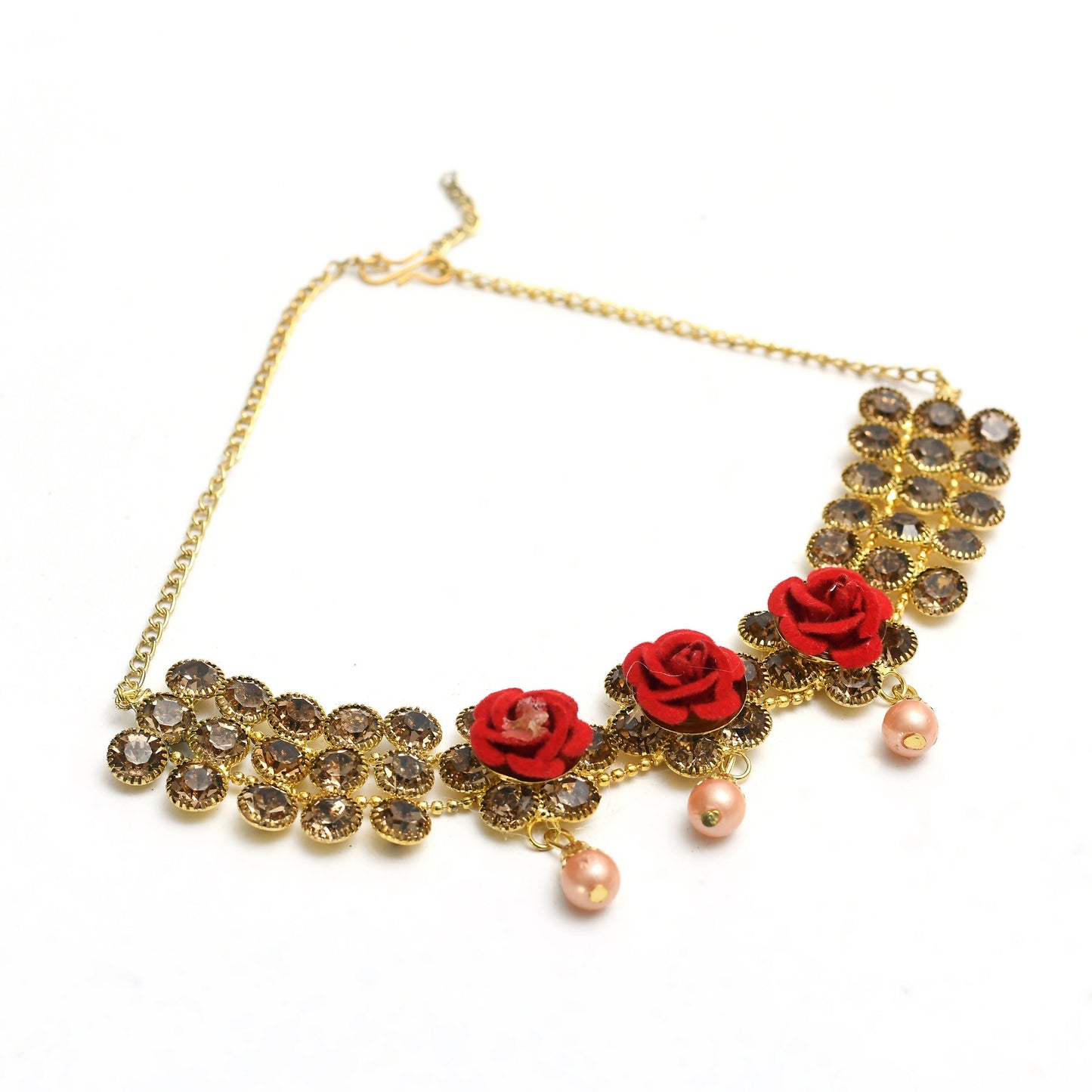 Mominos Fashion Johar Kamal Gold-Polished Brass Finish Stone/Pearls Choker For Women (Golden)