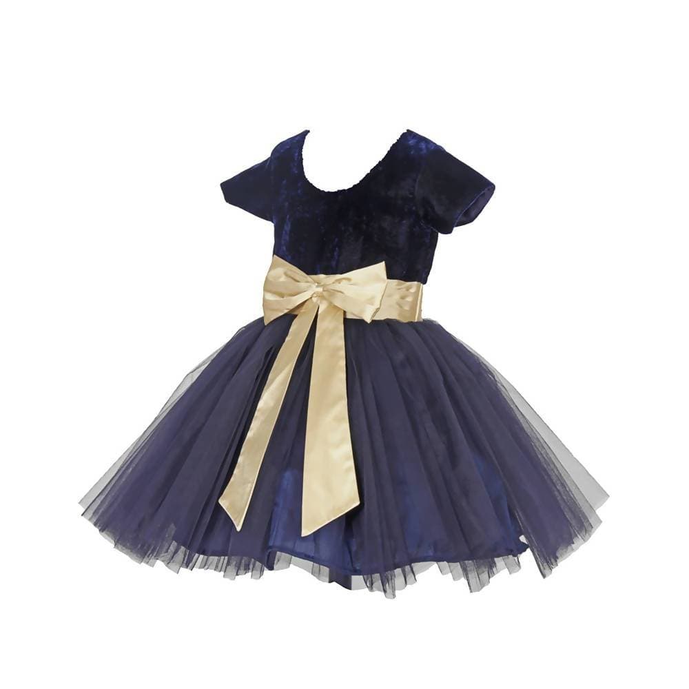 Asmaani Baby Girl's Blue Color Satin Midi Length Frock (AS-DRESS-22010)