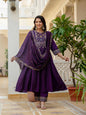 Lehenga Mart Designer Anarkali Suit Ready To Wear Kurta Pant With Dupatta For Women-Purple