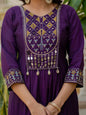 Lehenga Mart Designer Anarkali Suit Ready To Wear Kurta Pant With Dupatta For Women-Purple