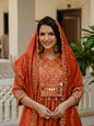 Lehenga Mart Designer Anarkali Suit Ready To Wear Kurta Pant With Dupatta For Women-Rust Orange