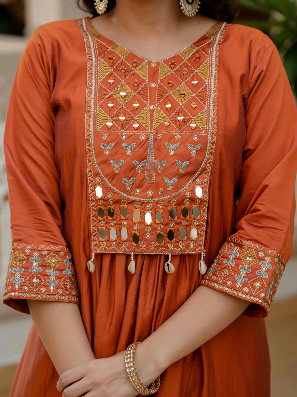 Lehenga Mart Designer Anarkali Suit Ready To Wear Kurta Pant With Dupatta For Women-Rust Orange