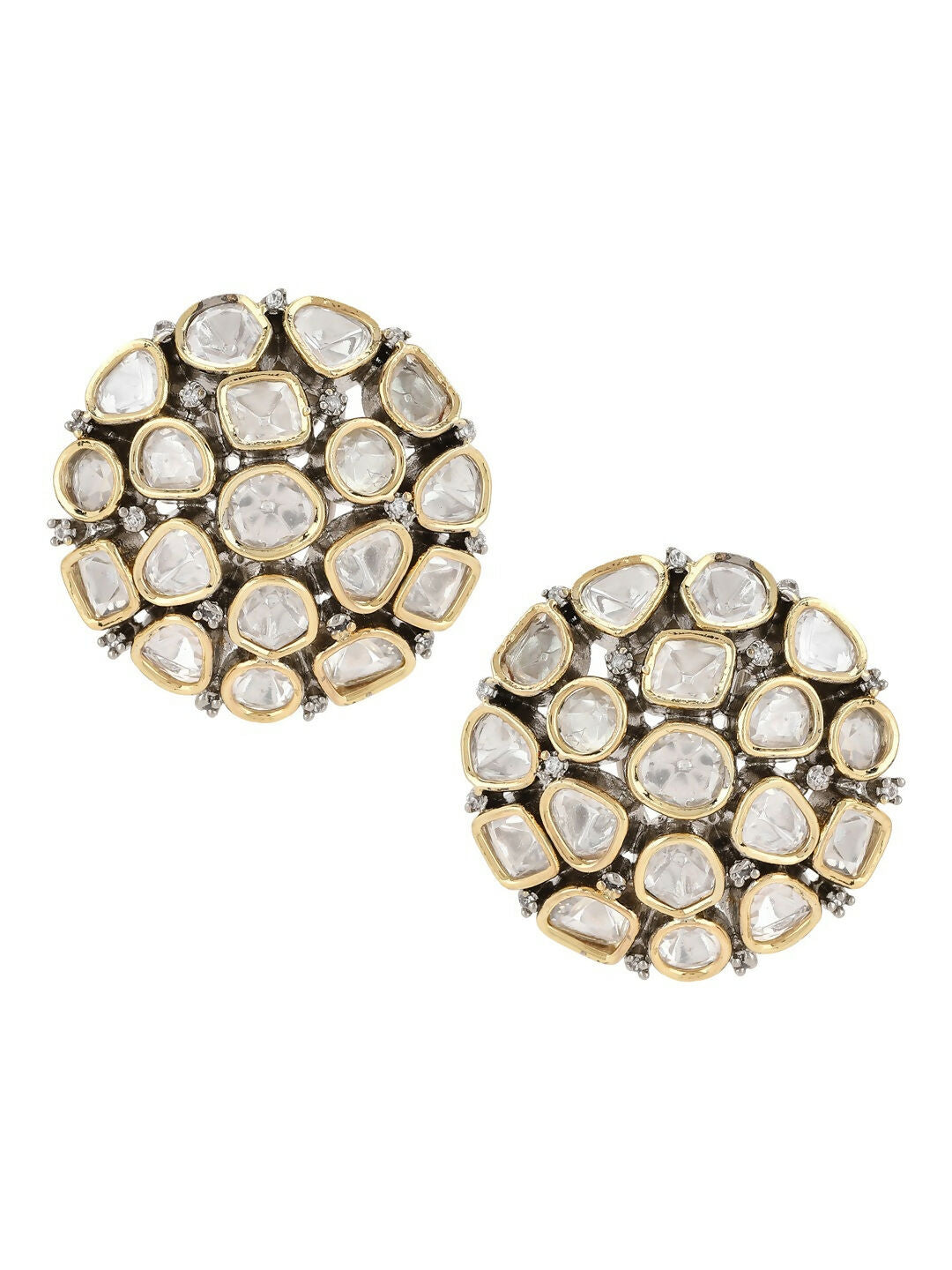 Over Sized Kundan Studs- Ruby Raang