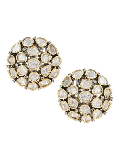 Over Sized Kundan Studs- Ruby Raang