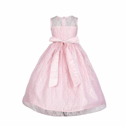 Asmaani Baby Girl's Pink Colour Satin A-Line Maxi Full Length Dress (AS-DRESS-22165)