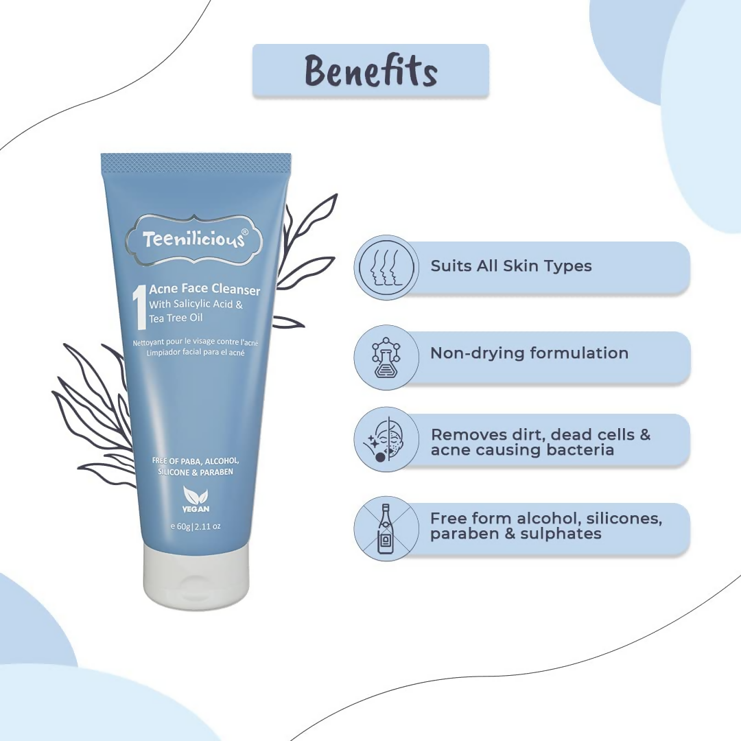 Teenilicious Acne Face Cleanser With 1.5% Salicylic Acid & Tea Tree Oil