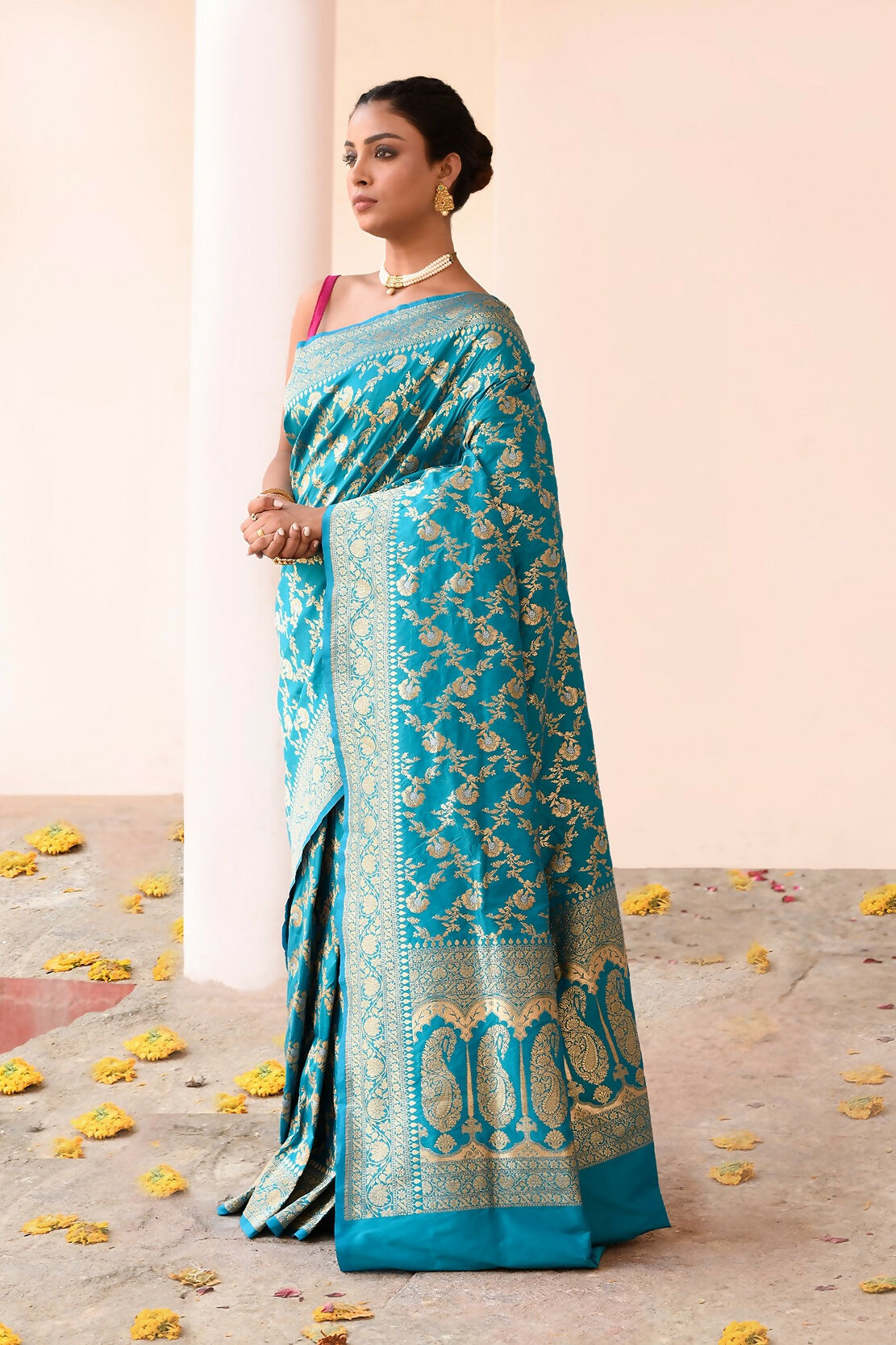Joban Fashion Aqua Soft Pure Handloom Banarasi Silk Saree