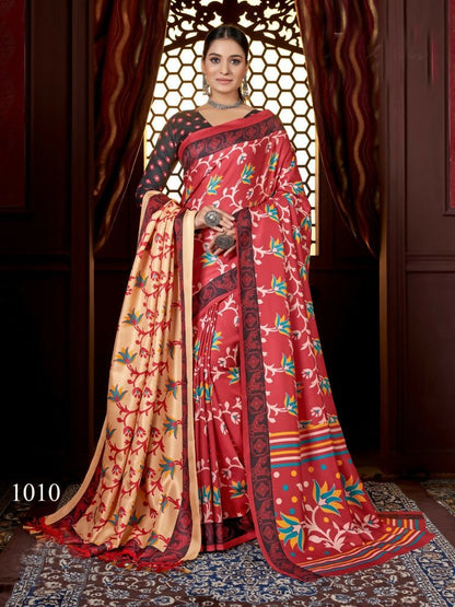 Aayaa Designer Winter Collection Printed Saree With Shawl - Multi Color