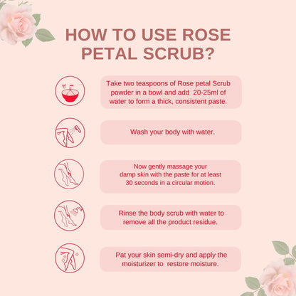 Kimayra Natural Rose Petal Face & Body Scrub For Brightening Skin, Help in Reduce Fine Lines, Wrinkles & Blemishes