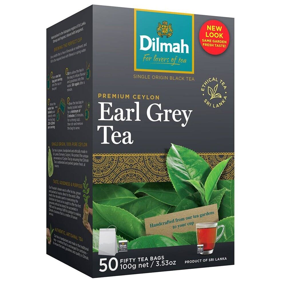 Dilmah Earl Grey Ceylon Black Tea - 50 Tea Bags