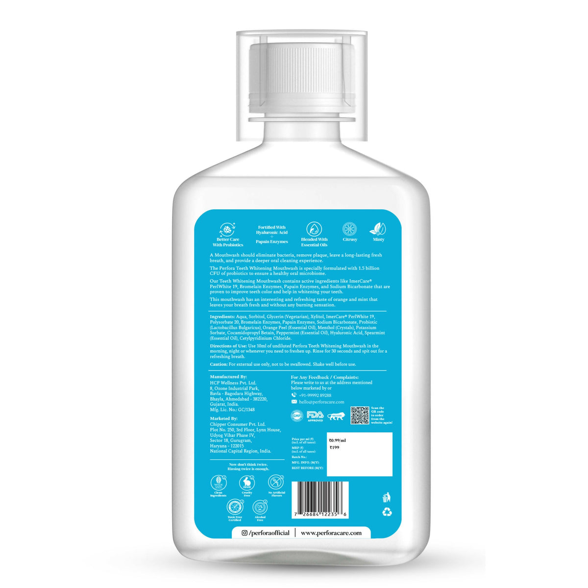 Perfora Teeth Whitening Mouthwash - Orange Mint