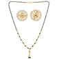 AanyaCentric Gold-Polished Short Mangalsutra Set with Earrings