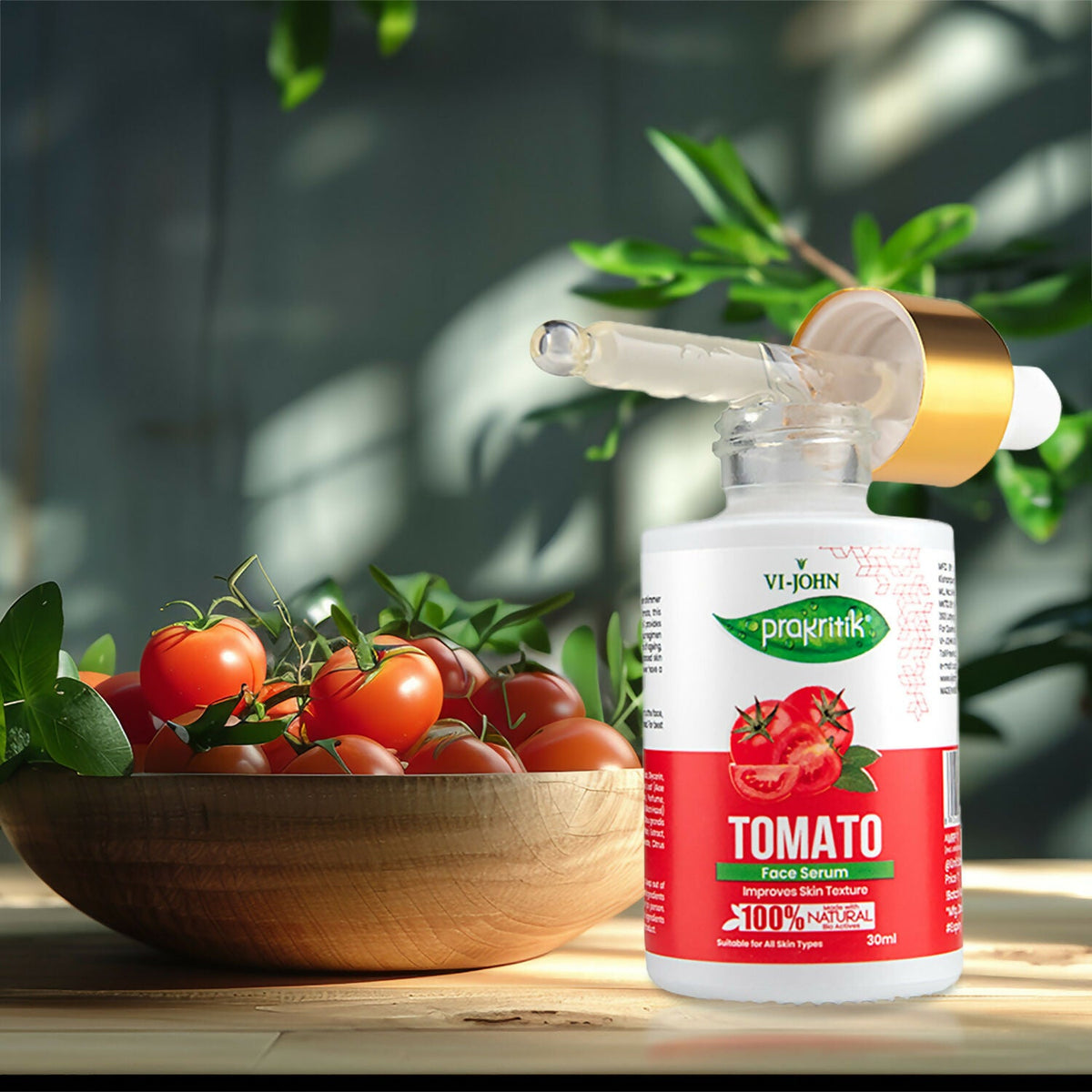 VI-JOHN Prakritik Tomato Face Serum, Moisturizes & Hydrates, Made With 100% Natural Bio Actives